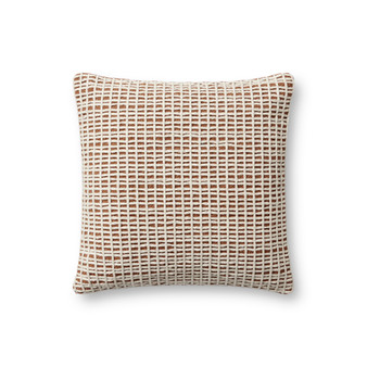 Loloi II PLL0119 Orange  Ivory 18 x 18 Cover wDown Pillow
