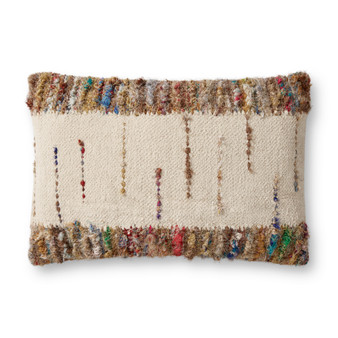 Loloi PLL0073 Ivory  Multi 16 x 26 Cover wDown Pillow