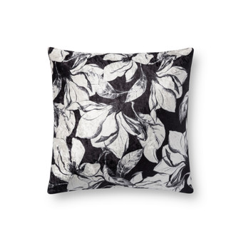 Loloi P0754 Black  White 18 x 18 Cover wDown Pillow