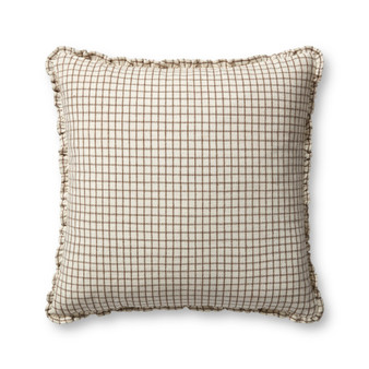 Chris Loves Julia x Loloi Dinah Ivory  Earth 22 x 22 Cover wDown Pillow
