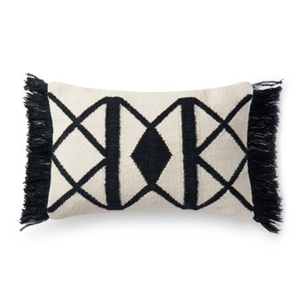 Loloi P0503 Black  Ivory 13 x 21 Cover wDown Pillow