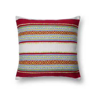 Loloi P0213 Red  Multi 22 x 22 Cover wDown Pillow