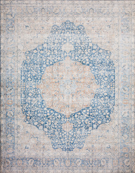 Loloi II Layla Blue  Tangerine 18 x 18 Sample Rug