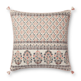 Loloi PLL0115 Pink  Multi 22 x 22 Cover Only Pillow