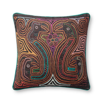 Loloi II PLL0108 Charcoal  Multi 18 x 18 Cover Only Pillow