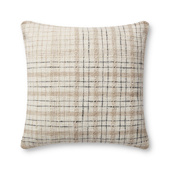 Chris Loves Julia x Loloi Cricket Beige  Black 22 x 22 Cover Only Pillow