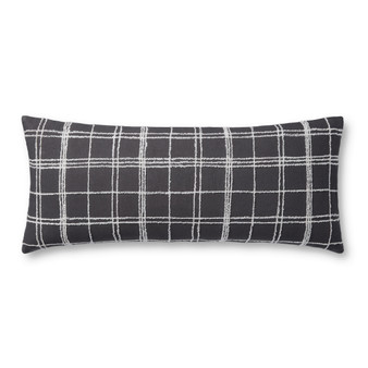 Jean Stoffer x Loloi Bernadette Graphite  Ivory 13 x 35 Cover Only Pillow
