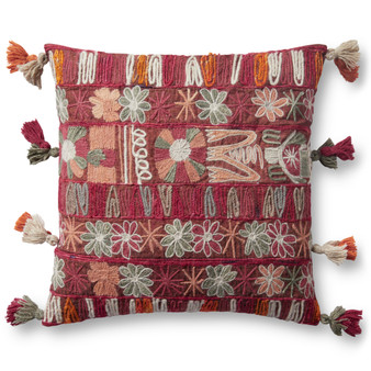 Loloi PLL0014 Pink  Multi 22 x 22 Cover Only Pillow