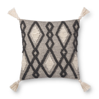 Loloi P0689 Grey 18 x 18 Cover wPoly Pillow