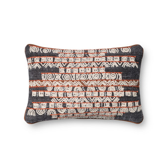 Loloi P0378 Blue  Rust 13 x 21 Cover wPoly Pillow