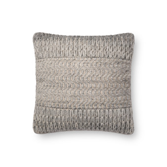 Loloi P0697 Grey 18 x 18 Cover wPoly Pillow