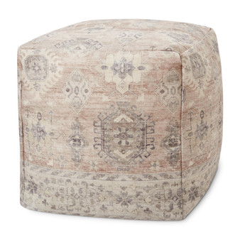 Loloi LPF0023 Rust  Multi 18W x 18D x 18H Pouf