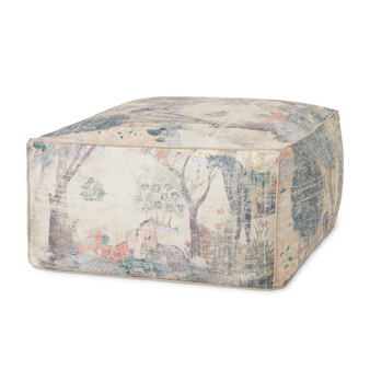 Loloi LPF0032 Blue  Multi 36W x 36D x 17H Pouf