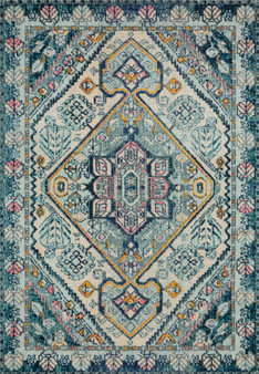 Loloi II Nadia Aqua  Navy 18 x 18 Sample Rug