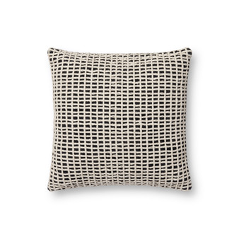 Loloi II PLL0119 Black  Ivory 18 x 18 Cover wPoly Pillow