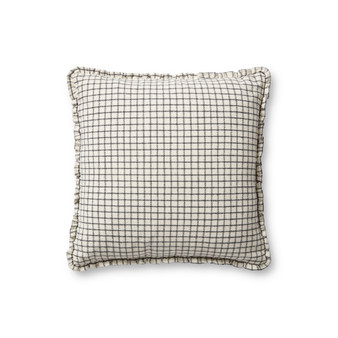 Chris Loves Julia x Loloi Dinah Ivory  Black 18 x 18 Cover wPoly Pillow