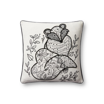Loloi PLL0030 Black  Natural 18 x 18 Cover wPoly Pillow