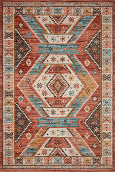 Loloi II Zion Red  Multi 18 x 18 Sample Rug