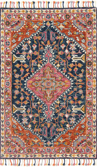 Loloi Zharah Navy  Multi 18 x 18 Sample Rug