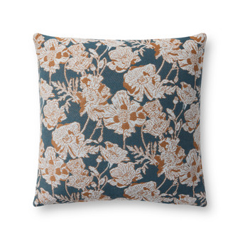 Chris Loves Julia x Loloi Matilda Blue  Orange 18 x 18 Cover w Poly Pillow