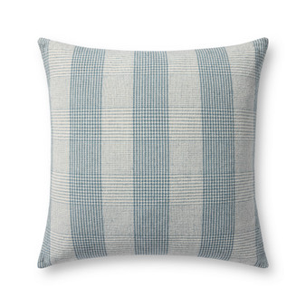Chris Loves Julia x Loloi Auggie Blue  White 22 x 22 Cover w Down Pillow