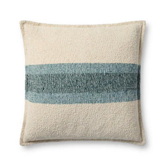 Brigette Romanek PBR0016 Natural  Blue 22 x 22 Cover wDown Pillow