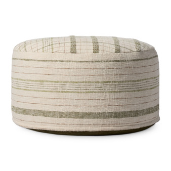 Chris Loves Julia x Loloi Wallace Cream 36W x 36D x 17H Round Pouf