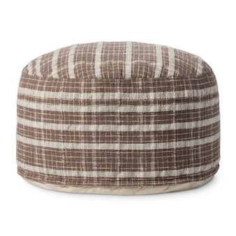 Chris Loves Julia x Loloi Wallace Chocolate 36W x 36D x 17H Round Pouf