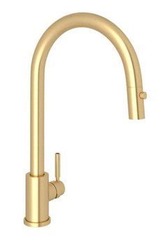 Rohl Perrin  Rowe Holborn Satin English Gold C-Spout Pull-Down Faucet