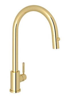 Rohl Perrin  Rowe Holborn Unlacquered Brass C-Spout Pull-Down Faucet