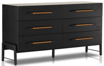 Four Hands Rosedale Dresser with 6 Drawers in Ebony Oak Veneer
