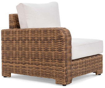 Winston Furniture Nico Cast Pumice Antique Chestnut Weave Right Arm End Sectional