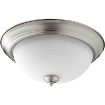 Traditional 15" Stn Opal Ceiling Mount In Satin Nickel And Satin Opal