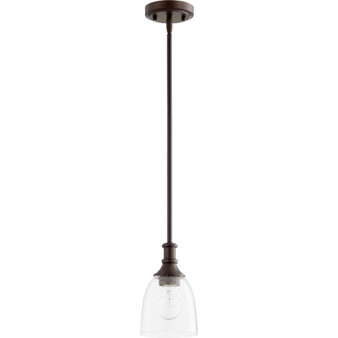 Transitional Richmond Clear Seeded Pendant In Oiled Bronze And Clear/Seeded