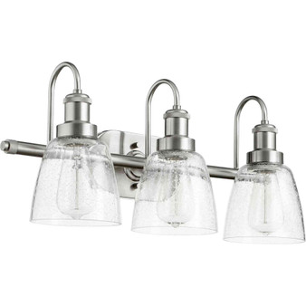 Transitional 3 Light Clear Seeded Vanity In Satin Nickel