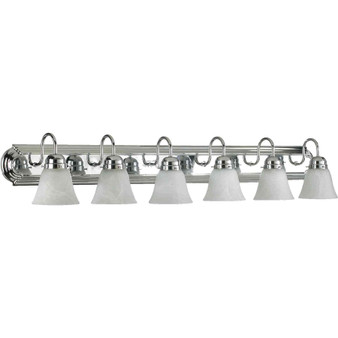 Traditional 6 Light Vanity With Faux Alab In Chrome