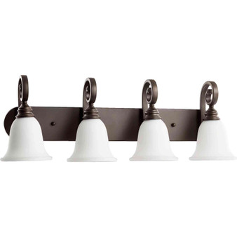 Traditional Bryant 4 Light Opal Vanity In Oiled Bronze And Satin Opal