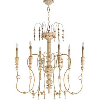 Traditional Salento 34"/6 Light Chandelier In Persian White