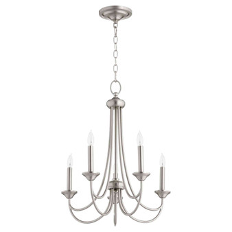 Transitional Brooks 5 Light Chandelier In Satin Nickel