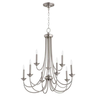 Transitional Brooks 9 Light Chandelier In Satin Nickel