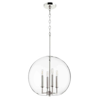 Transitional 4 Light Globe Pendant In Polished Nickel