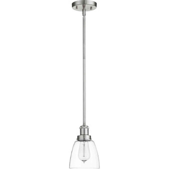 Transitional 6" Clear Bell Pendant In Satin Nickel