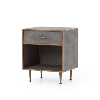Shagreen Bedside Table-Grey Shagreen