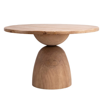 Balak Reclaimed Pine Round Modern Hourglass 48" Dining Table, Natural Pine