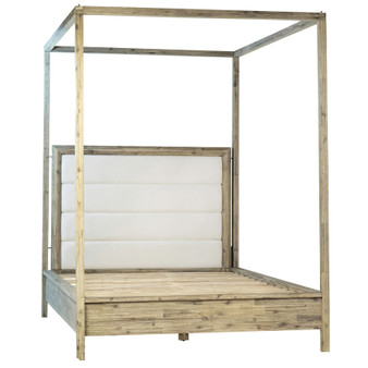 Finn Light Wash Acacia Upholstered Headboard Platform Canopy