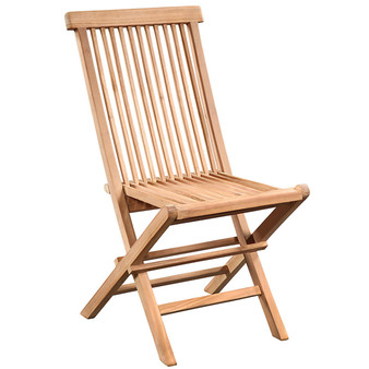 Fuling Natural Finish Indoor-Outdoor Slatted Teak Folding Chair, Set of 2