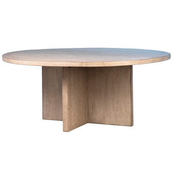Landon 72" Round Reclaimed Pine Dining Table with Cross Base