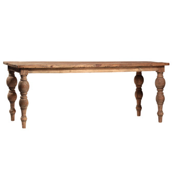 Owen Rectangular Reclaimed Mindi Wood Carved 4-Leg Dining Table