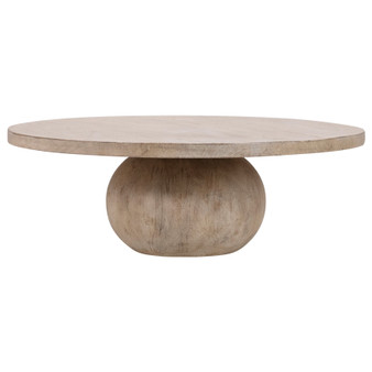 Sophia 42" Round Reclaimed Pine Modern Coffee Table with Ball Pedestal Base