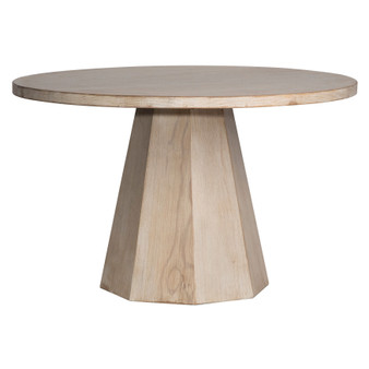 Xavier 48" Round Reclaimed Pine Light Wash Pedestal Dining Table
